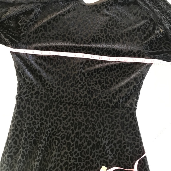 NWT dress women 10 black velvet burnout leopard print sheer lined midi cut out - Picture 14 of 14